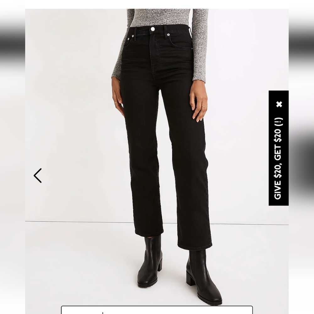 MADEWELL Slim Wide-Leg Jeans in Lunar Wash SIZE 26 BLACK